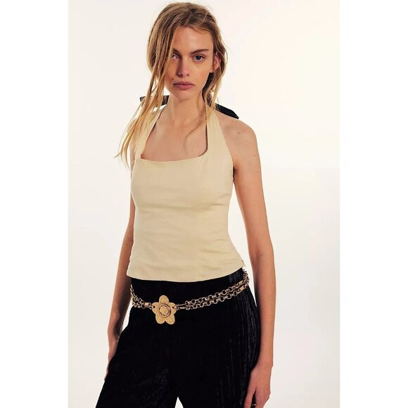Free People Wrap It Up Tank Blouse Top Halter Neck Sleeveless Beach XS 277969 - Picture 1 of 8